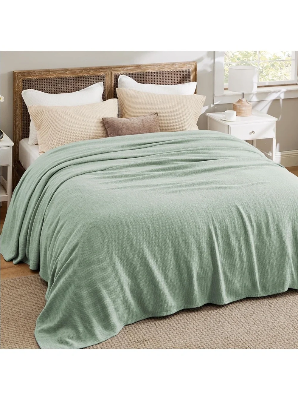 NEW Bedsure GentleSoft 100% Cotton Blanket. Breathable, Lightweight, Herringbone